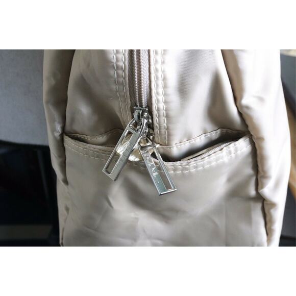 Nicole Miller Nylon Duffle Bag with Faux Croc Handles Cream Large Tan Beige - Picture 7 of 11